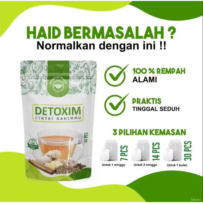 

DETOXIM Teh Detox Alami - Atasi Nyeri Haid, Haid Tidak Teratur, dan Promil Sukses!
