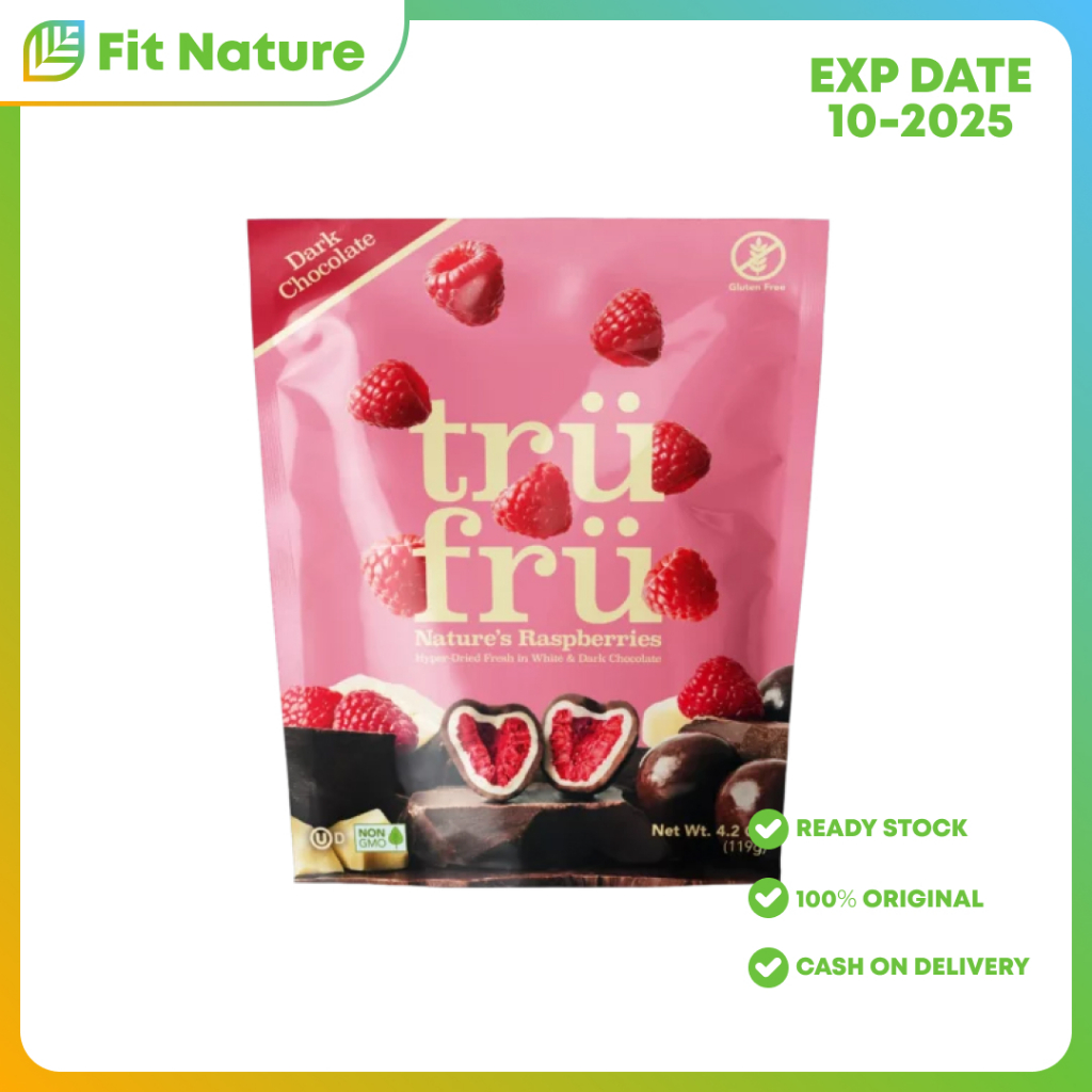 

Snack Cemilan Camilan Buah Rasberi & Coklat TRUFRU Dark Chocolate Raspberries 119g - Gluten FREE NON GMO