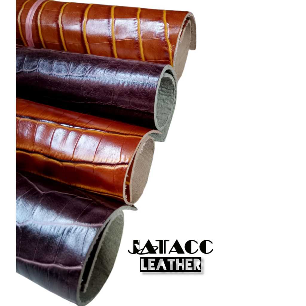 Kulit Sapi Asli Lembaran Motif Buaya A4 21cm X 29,5cm ,A5 21cm X 14,5cm / Bahan Kerajinan Leather Sh