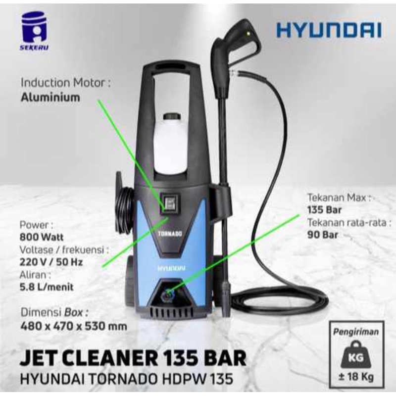 JET CLEANER HYUNDAI TORNADO 135 BAR HDPW 135