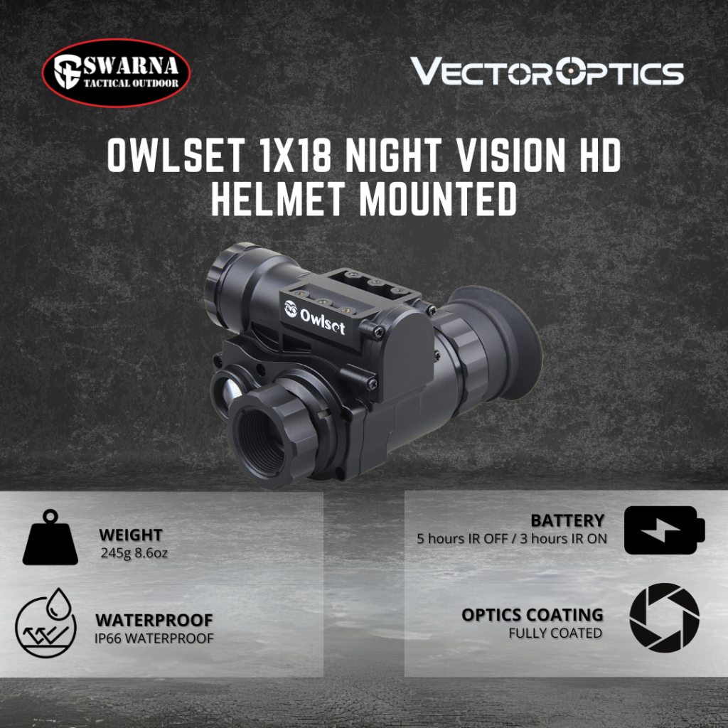 Night Vision HD Helmet - Scope With Mounting - Pembesaran - Vector Optic