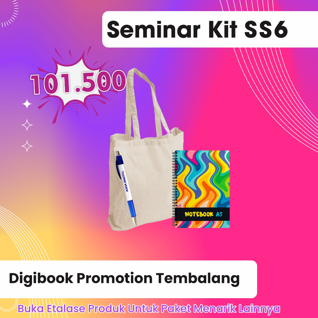 

Tas Kanvas Kombinasi, Pulpen Sablon, Hard Cover Notebook A5 | Custom Paket Seminar Kit isi 3 | SS6