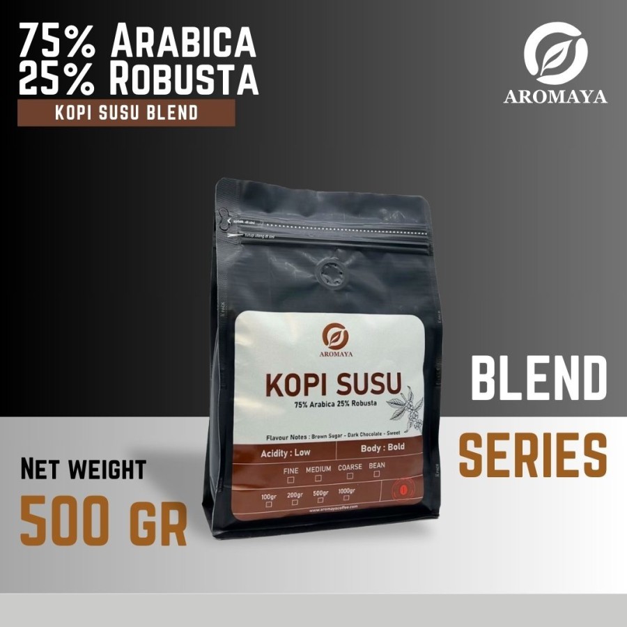 

AROMAYA Biji Kopi Blend 75/25 Kopi Susu Ekonomis 500 gram