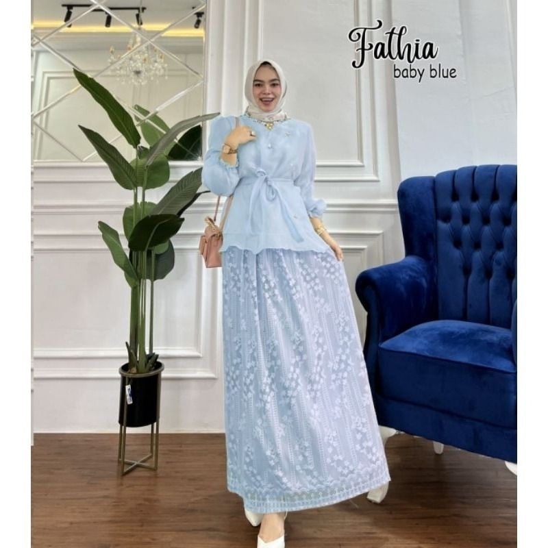 Setelan Fathia Kebaya brukat Gamis lamaran Lebaran Wisuda Gamis syari