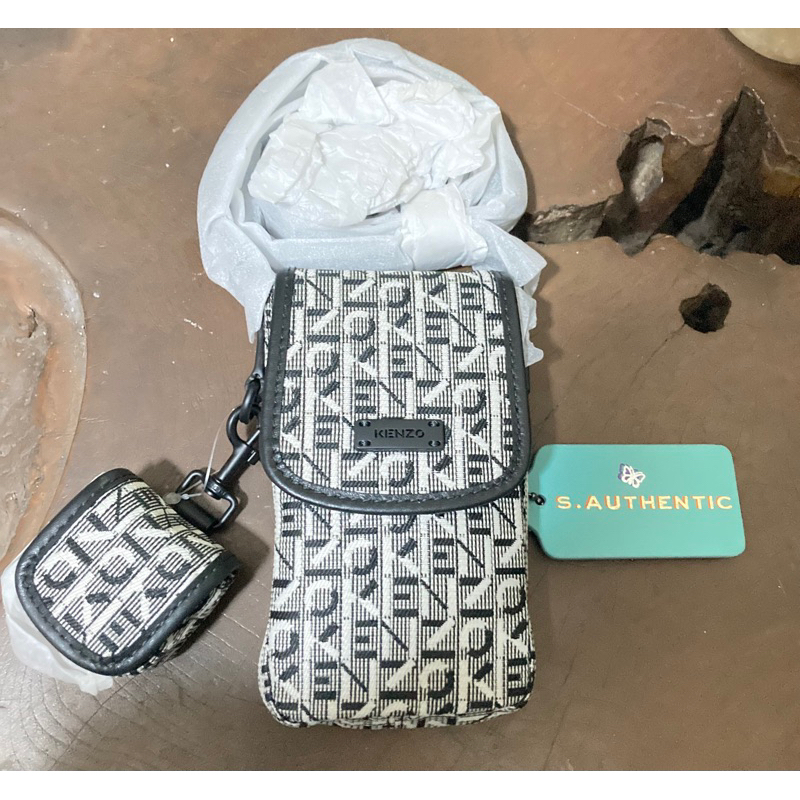 Tas HP Kenzo Monogram Phone Holder Bag Crossbody Black AUTHENTIC