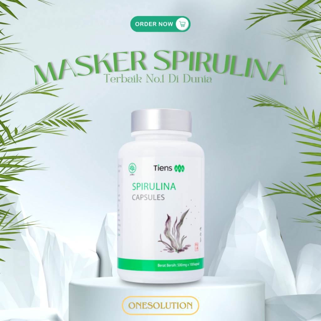 Spirulina Kapsul Masker Wajah Hijau Mencerahkan, Menghilangkan Bekas Jerawat, Bopeng dan Flek Hitam