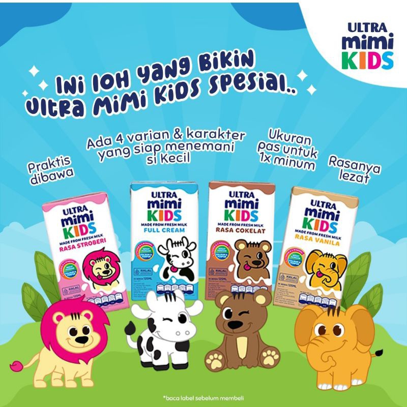 

Ultra Mimi Kids 125ml/Ultra Mimi Coklat 125 ml/Ultra Mimi Strawberry 125ml/Susu Ultra Mimi Full Cream