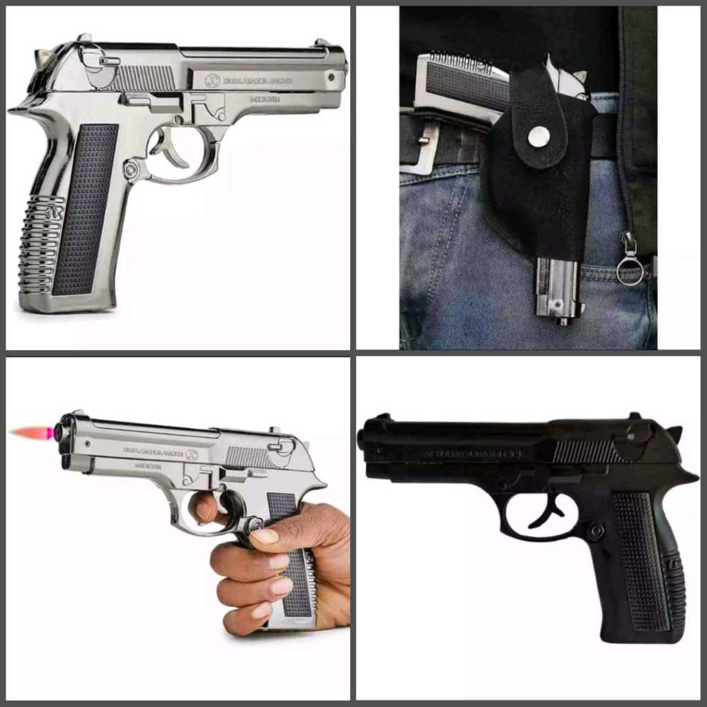 Korek Api Gas Bara Pistol Besar Besi Bisa Kokang MN-608