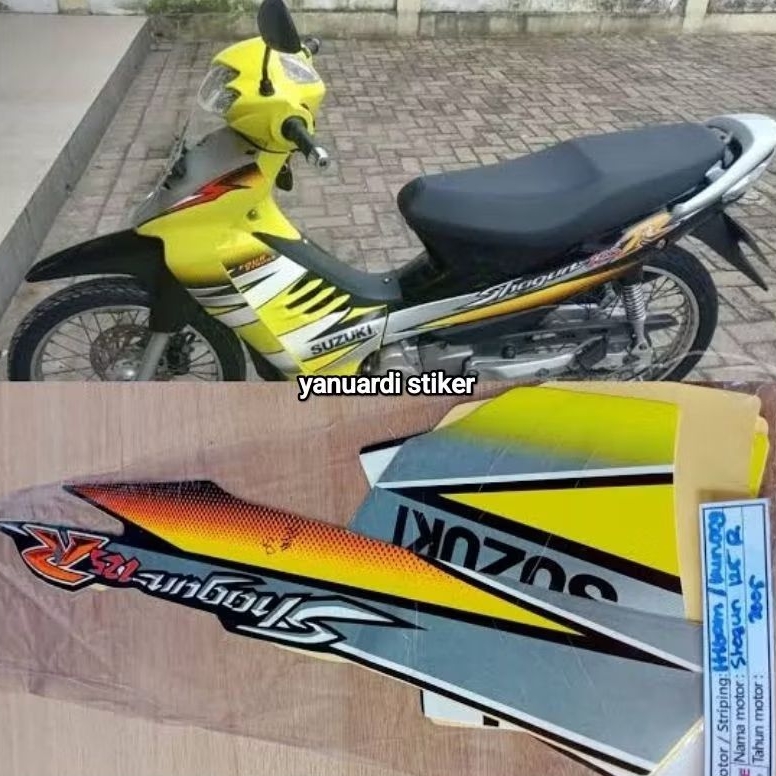 STRIPING STIKER LIST SHOGUN 125 R TAHUN 2005 HITAM KUNING SHOGUN R 125 KUNING HITAM 2005