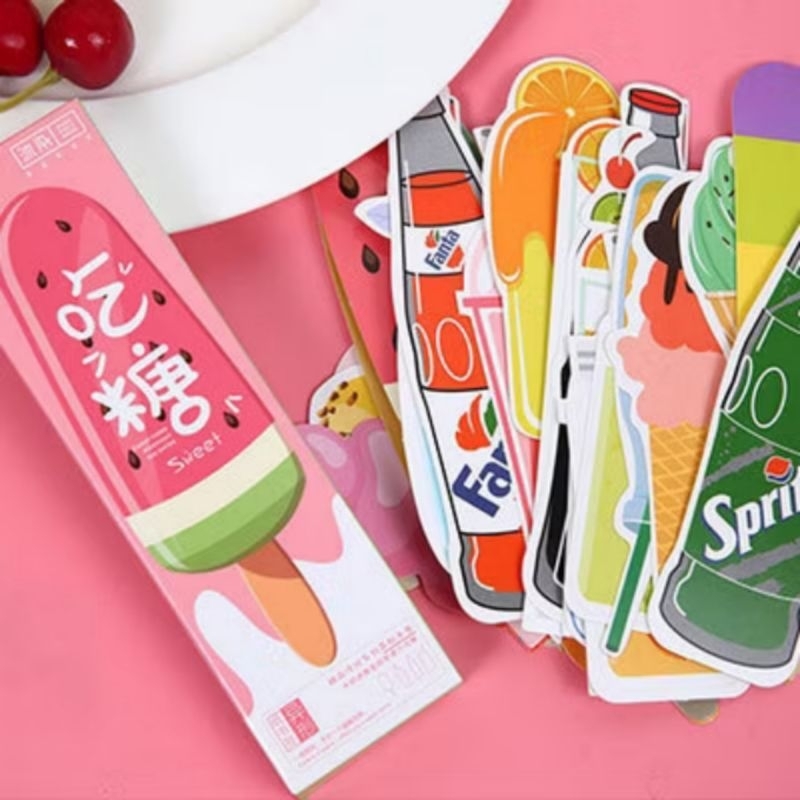 

30 Pcs/1 pack pembatas buku bookmark lucu motif minuman