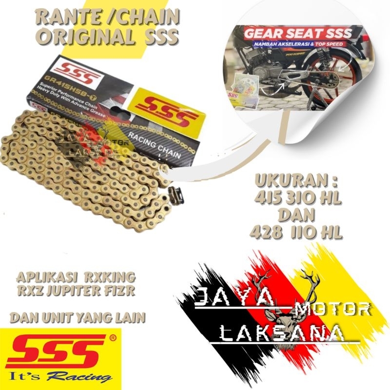 RANTE CHAIN RANTAI GEAR GIR ORIGINAL SSS TRIPLE S HSB 415-130L HSBT 428-110L UNTUK MOTOR YAMAHA RX K