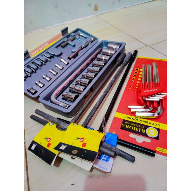 KUNCI SOK 27 Pcs + Kunci L Set 9Pcs + kunci T SET no 8,10,12,mm BISA COD/ kunci shock set /kunci sho