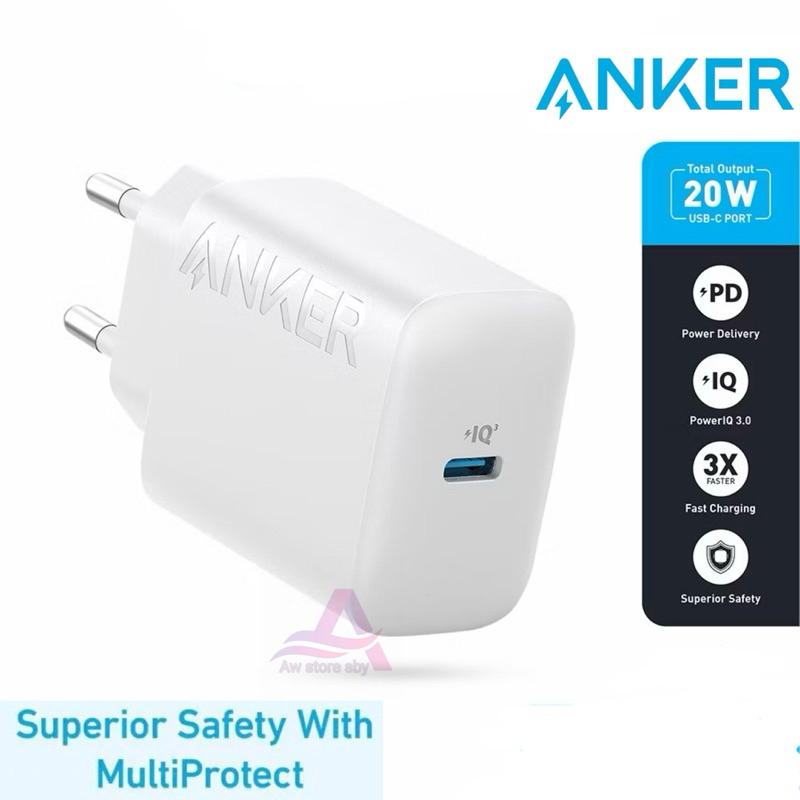 ANKER Power adaptor Charger 20W Usb C Ultra fast Charging High Speed Multi Protection Adapter 20 Wat
