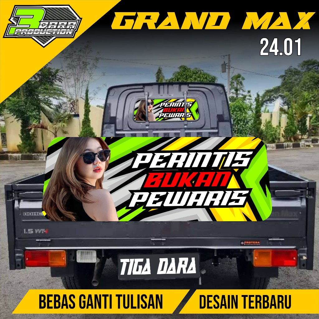STIKER ONE WAY KACA BELAKANG MOBIL GRAND MAX DESAIN TERBARU 24.01