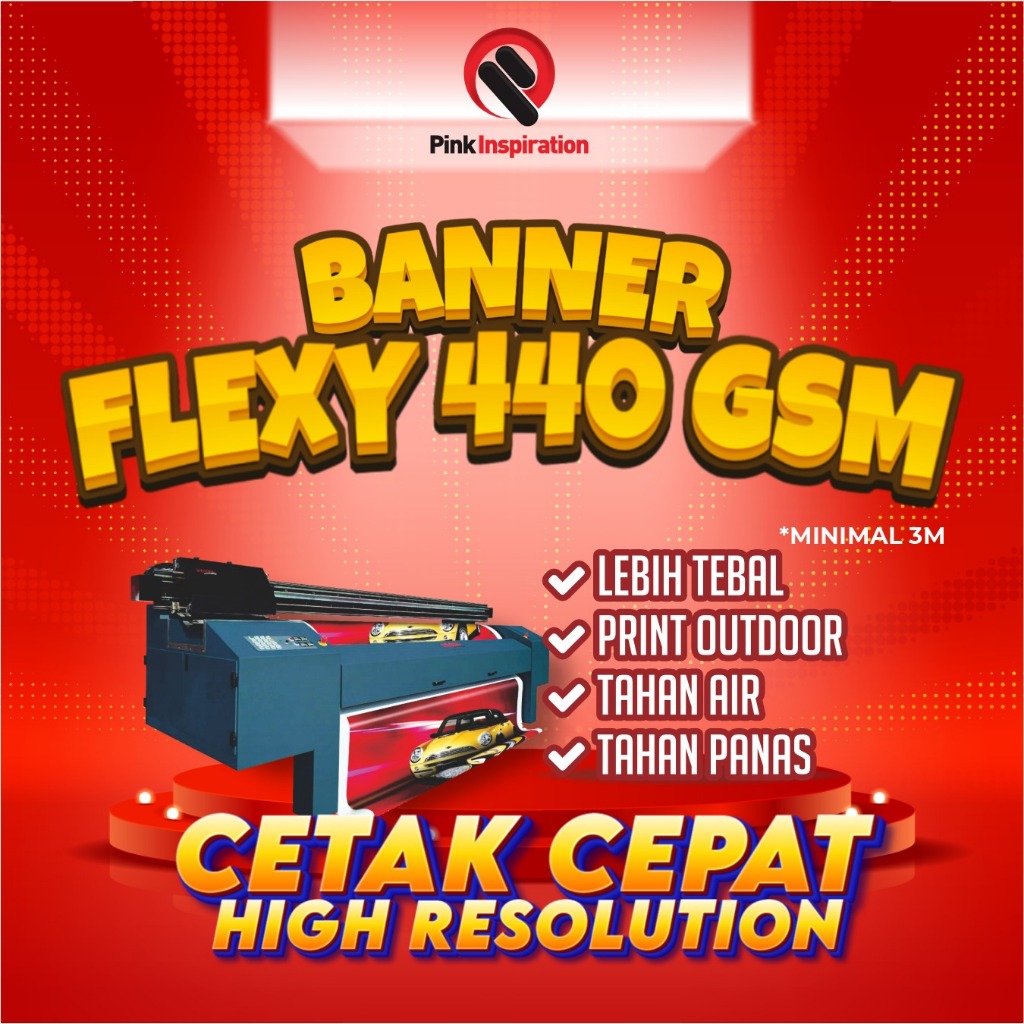Cetak Banner 3 Meter / Spanduk / Baliho Custom Flexy 440gr Cetakan High Resolution