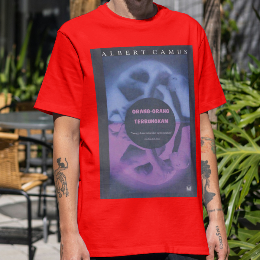 Kaos Buku Albert Camus Orang_orang Terbungkam - Kaos Pria Wanita Distro Premium Katun Combed 24s