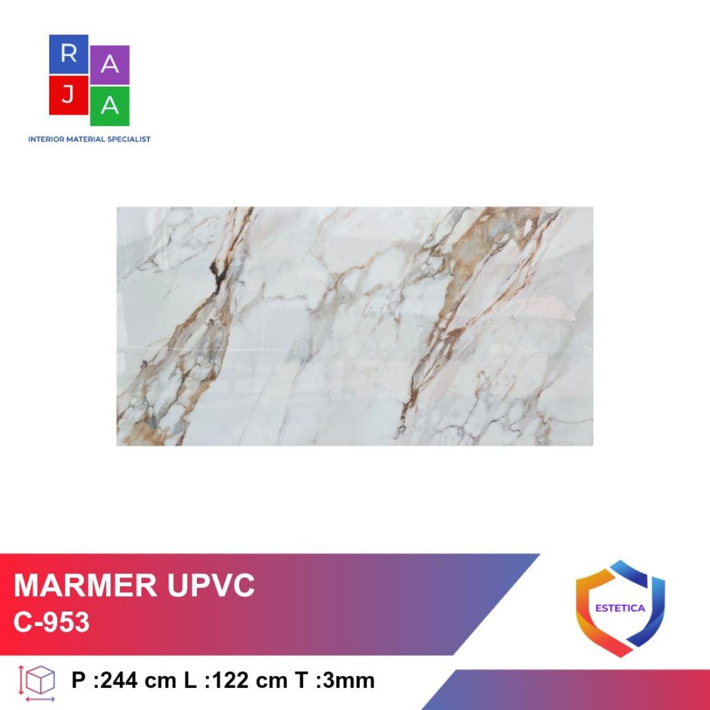 Marmer UPVC Dekorasi Dinding Motif Corak Marmer UV Marble Sheet Backdrop TV Pelapis Dinding