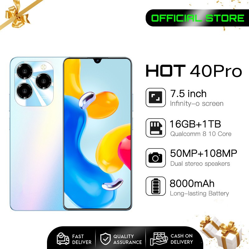 【2024 HP NEW】Handphone Hot 40 Pro Original 7.5inci HP murah cuci gudang 2023 ori Smartphone 16GB+512