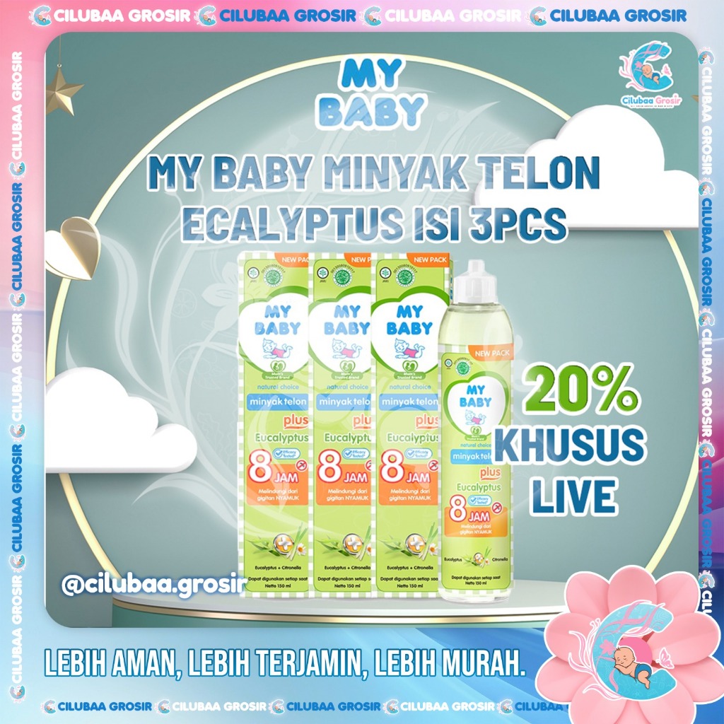 3 PCS MY BABY Minyak Telon Plus Eucalyptus 150ml || Minyak Telon Anti Nyamuk 8 Jam