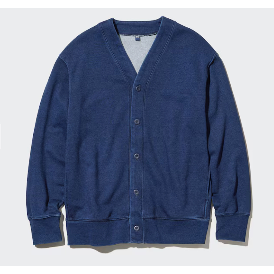 Uniqlo Sweat Cardigan Indigo/denim/biru Size XL