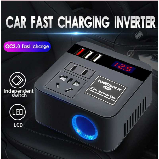 Taffware Car Power Inverter - Car Inverter Konverter USB Charging 12/24V 100W 100% ORIGINAL