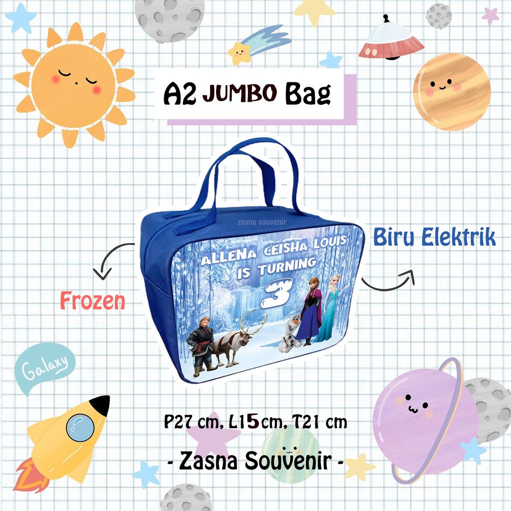 

TAS ULTAH CUSTOM/MUAT KOTAK BENTO/GOODIE BAG ULTAH CUSTOM TEMA FROZEN/MURAH TERLARIS/PREMIUM BAG