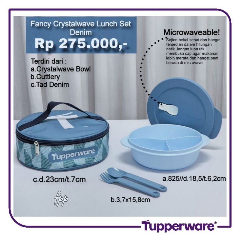 Tupperware Fancy Crystalwave Lunch Set Denim