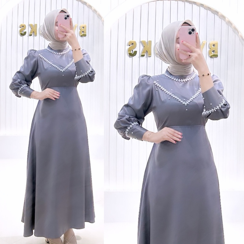 TERMURAH Claudya dress baju kondangan murah lengan balon elok dress lengan puffy sale baju kondangan