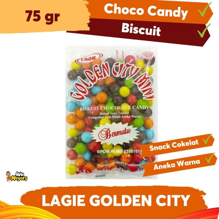 

Cokelat Lagie Golden City Mini Rainbow Biscuits 75 gr