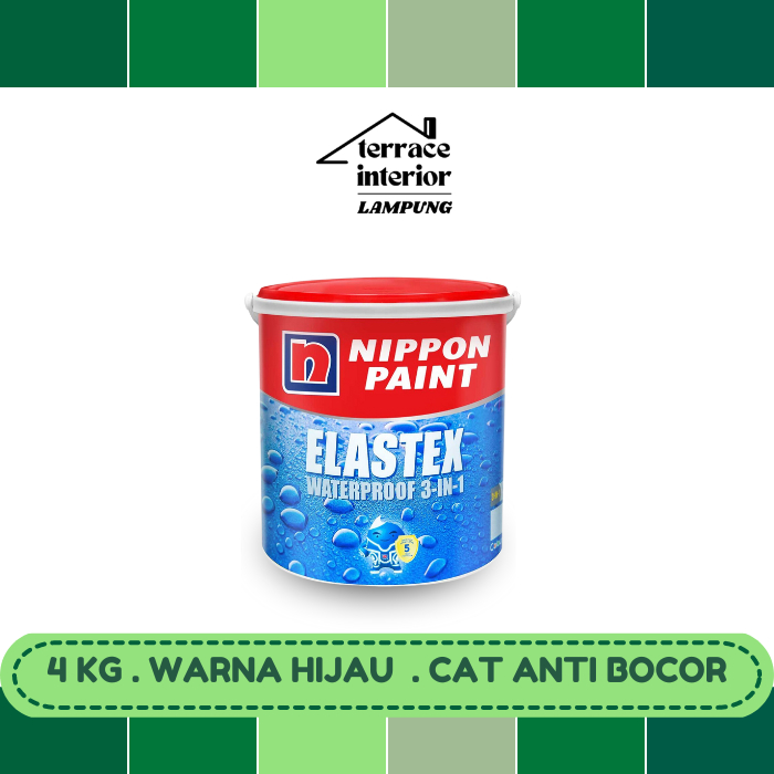 Cat Pelapis dan Anti Bocor Nippon Paint Elastex Warna Hijau 4 KG