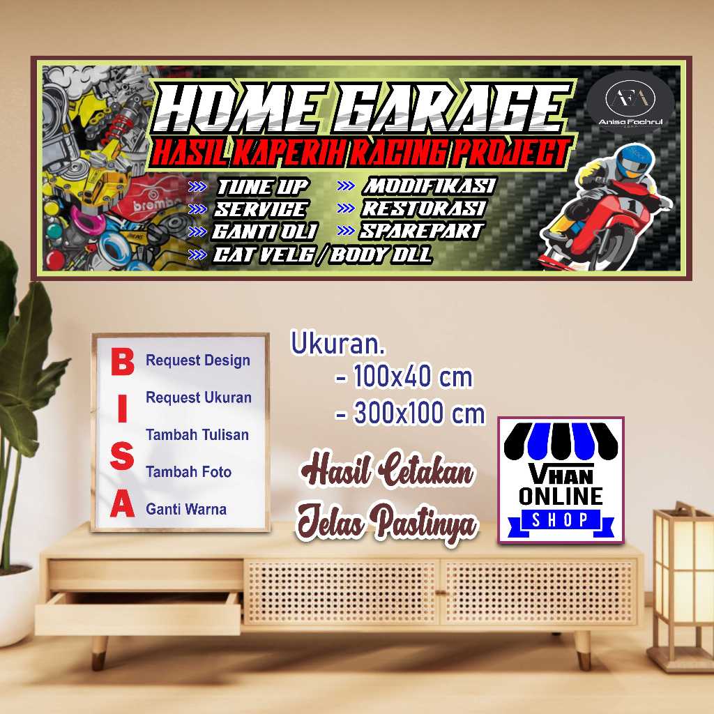 Cetak Spanduk Banner Custom Bengkel Motor Model Racing