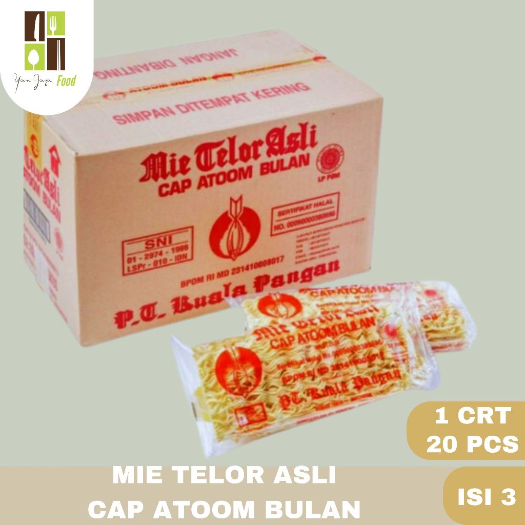 

Mie Telor Cap Atoom Bulan / Mie Telur / Cap Atom Kemasan Isi 3 1 KARTON / 20 PCS