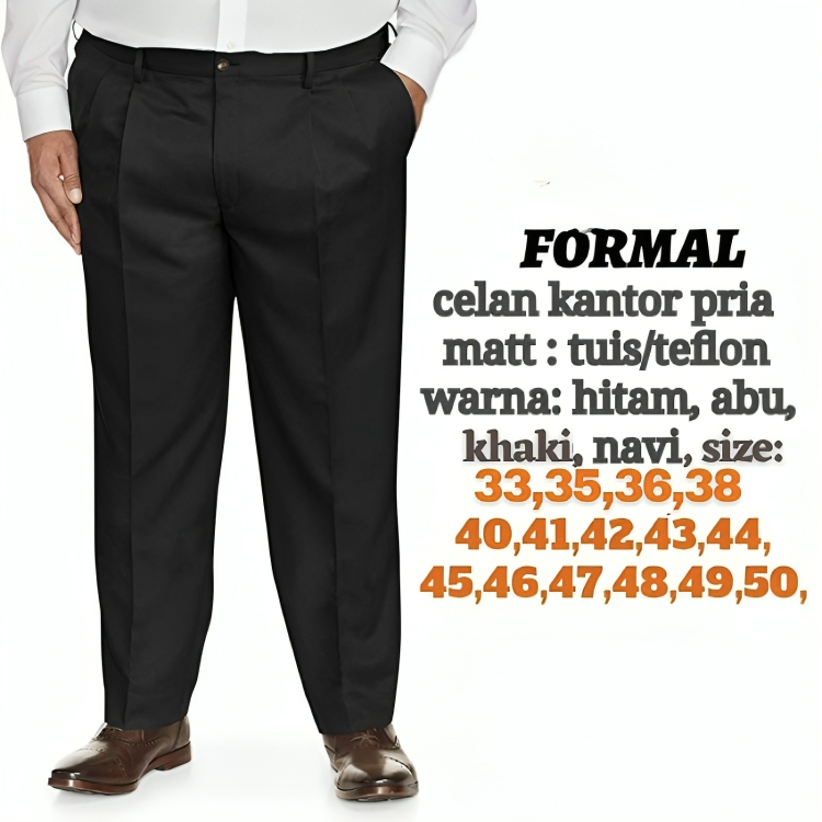 CELANA KERJA PRIA CELANA KAIN / FORMAL / BAHAN / KANTOR / JUMBO / CELANA BAHAN HITAM PRIA