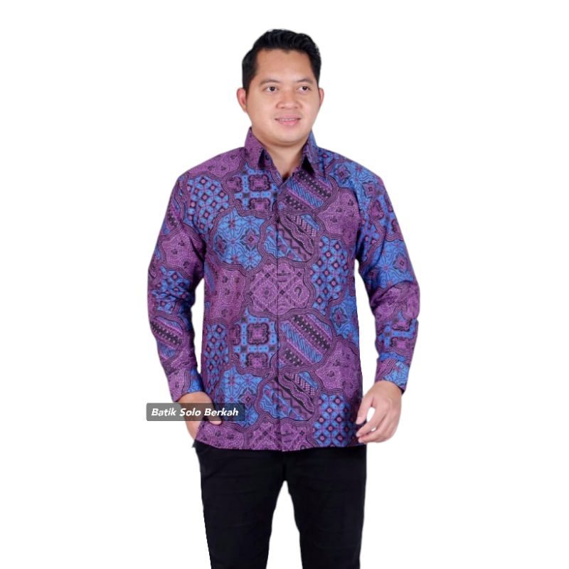 DEWANGGA UNGU Baju Batik Pria Full Lapis FURING Bahan Katun PRIMISIMA Hem Atasan Baju Kemeja Batik P
