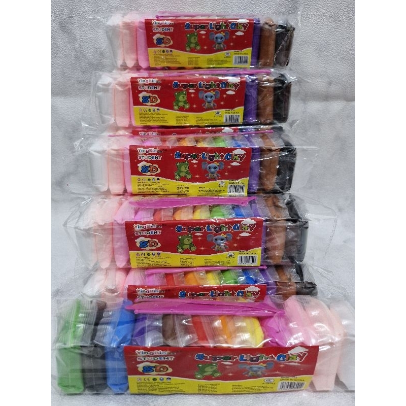 Clay Mainan Anak Isi 12 Pcs /Mainan Anak Clay Isi 12 Warna/Polymer Clay 12 Pcs/Mainan Edukasi Anak