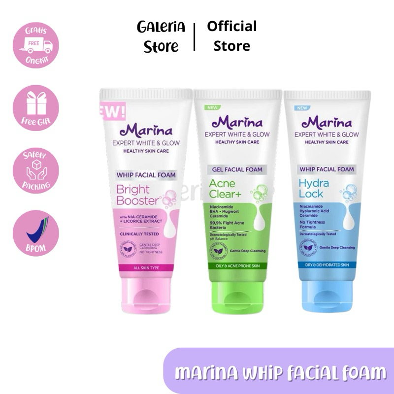 (READY STOK) MARINA EXPERT WHITE & GLOW WHIP FACIAL FOAM CLEANSER 100ML | MARINA WHIP FACIAL FOAM BR