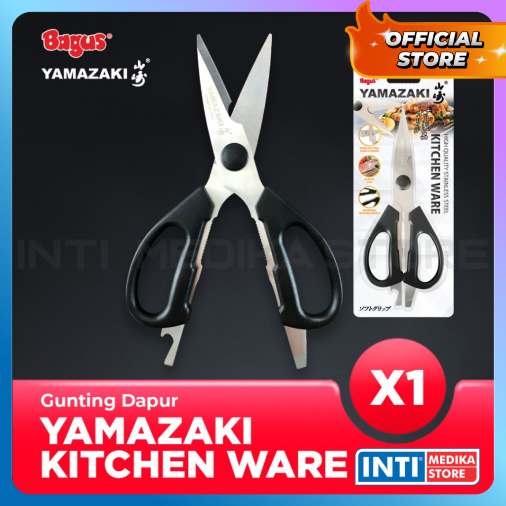 BAGUS - Gunting Dapur MULTIFUNGSI Anti Karat + PEMBUKA Tutup Botol | YAMAZAKI Kitchen Ware Stainless