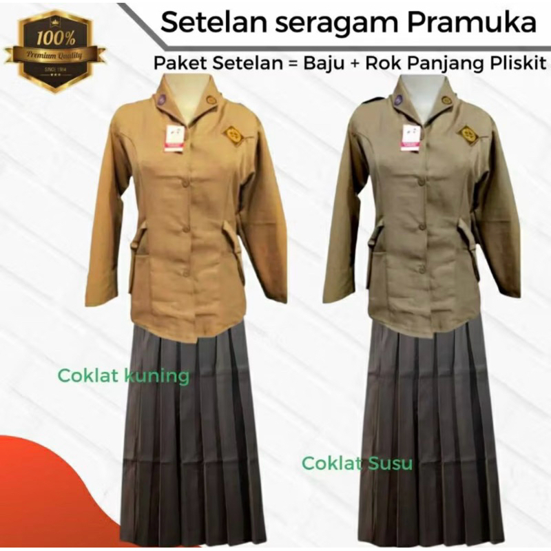 Setelan Seragam Sekolah Pramuka SMP SMA Untuk Putri Perempuan Jumbo PENGGALANG LENGAN PANJANG + ROK