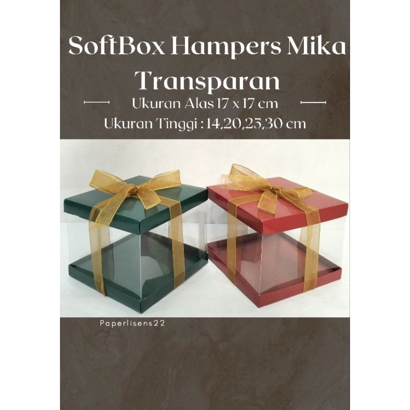 

Box Hampers 17x17 / Box Mika Transparan / Box Mika kue tart / Softbox warna