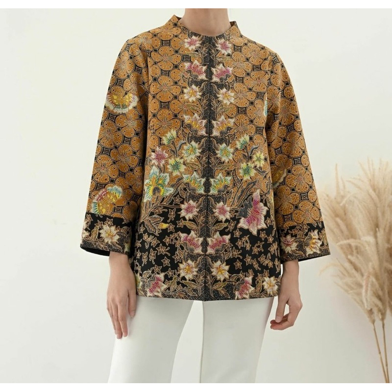Atasan blouse batik wanita modern kantoran premium