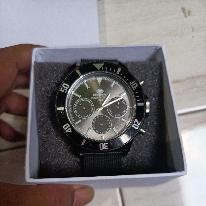 Jam Tangan original chronograph Eiger big size preloved second bekas