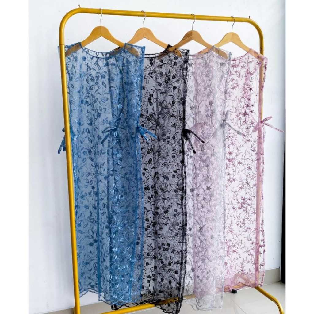 Diskon Outer Gamis Panjang Outer Vest Brukat Tille Mutiara Wanita Tanpa Lengan Brukat Kekinian Cardi