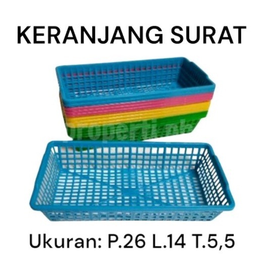 keranjang plastik kecil tempat surat dokumen segi panjang ukuran 26 x 13 x 5 cm