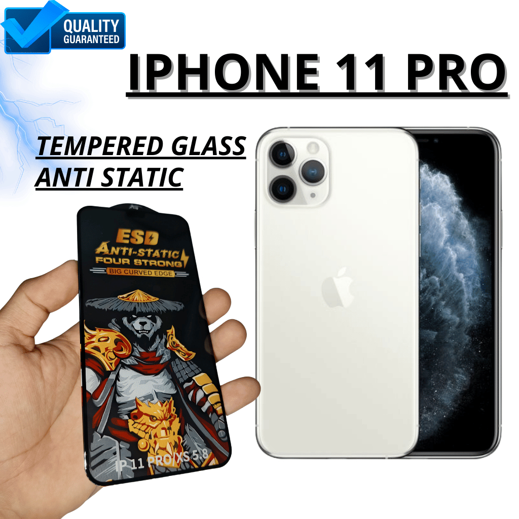 IPHONE 11 PRO ANTI GORES TEMPERED GLASS ANTI STATIC + PACKING FOR IPHONE 11 PRO