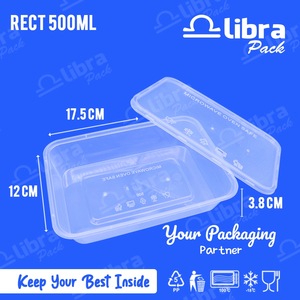 Kotak makan anti pecah tepak plastik tahan safe microwave thinwal 500ml lunch box 500ml rectangle is