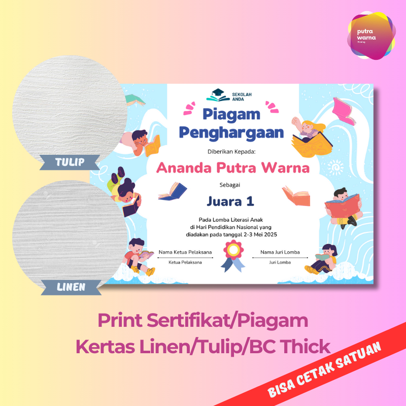 

Cetak Sertifikat / Piagam / Print Penghargaan Ukuran A4