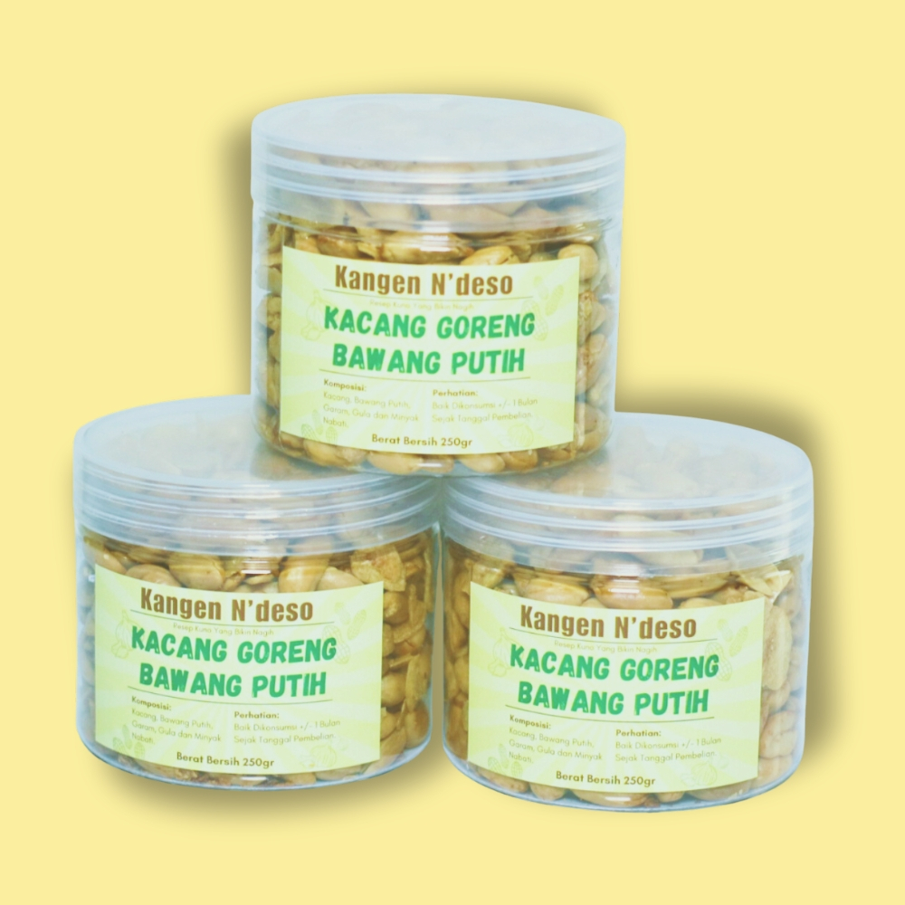 

3 Pcs Cemilan Kacang Goreng Asin Bawang Putih Enak dan Gurih Kangen Ndeso 250 Gram