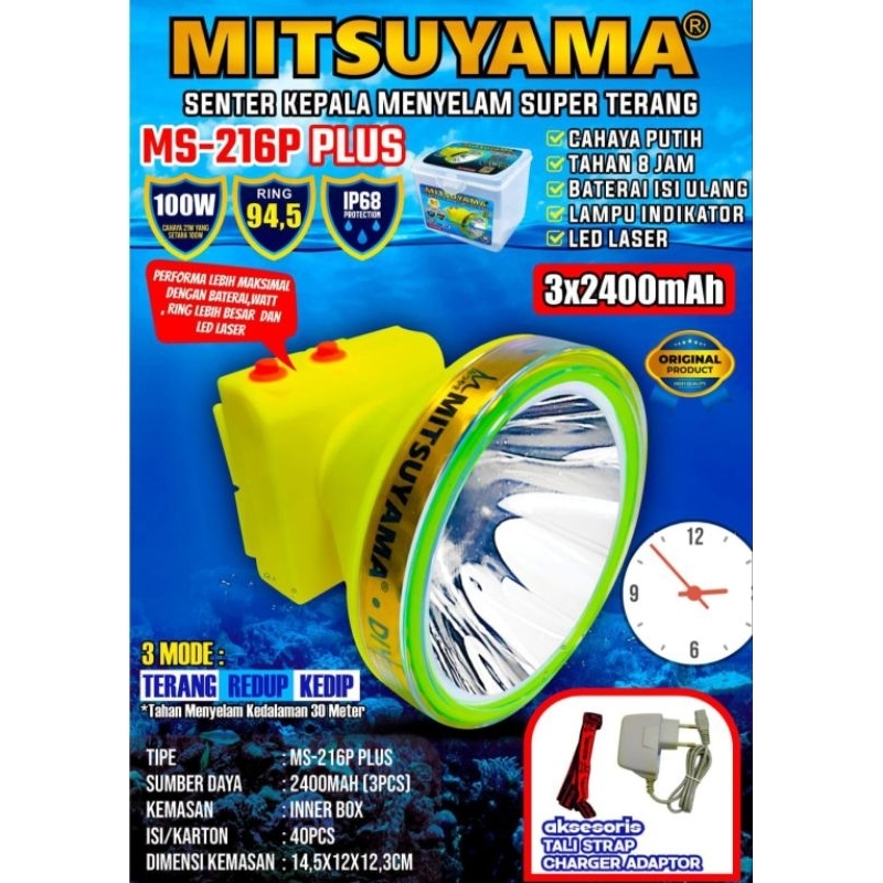New Senter Selam 100 Watt Super Terang MS-216P Plus - Senter Diving & Senter Menyelam
