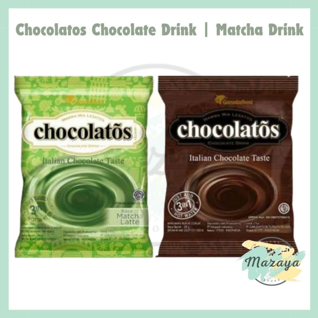 

CHOCOLATOS CHOCOLATE DRINK SACHET 1 RENCENG ISI 10 BKS X 26GR RASA CHOCOLATE | MATCHA LATTE | CREAMY - MAZAYA HOMESTORE