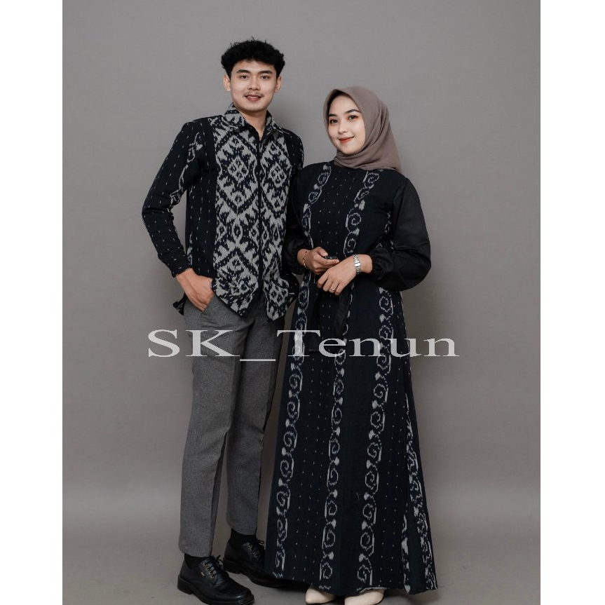 RANIA GAMIS COUPLE TENUN KONDANGAN PREWEDDING HITAM - BAJU BATIK PASANGAN KELUARGA